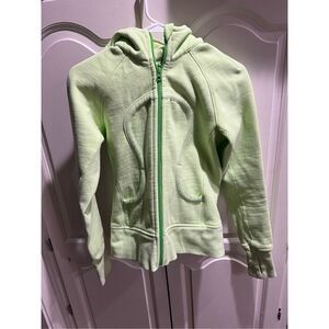 Rare Women’s LULULEMON Lime Green Scuba Hooded Full Zip Athletic Jacket Size 4